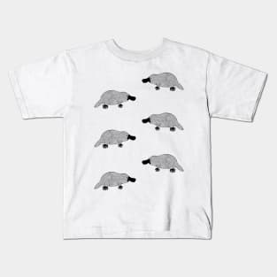 Platypuses pattern - 6 Platypuses - cute animal - black and white Kids T-Shirt
